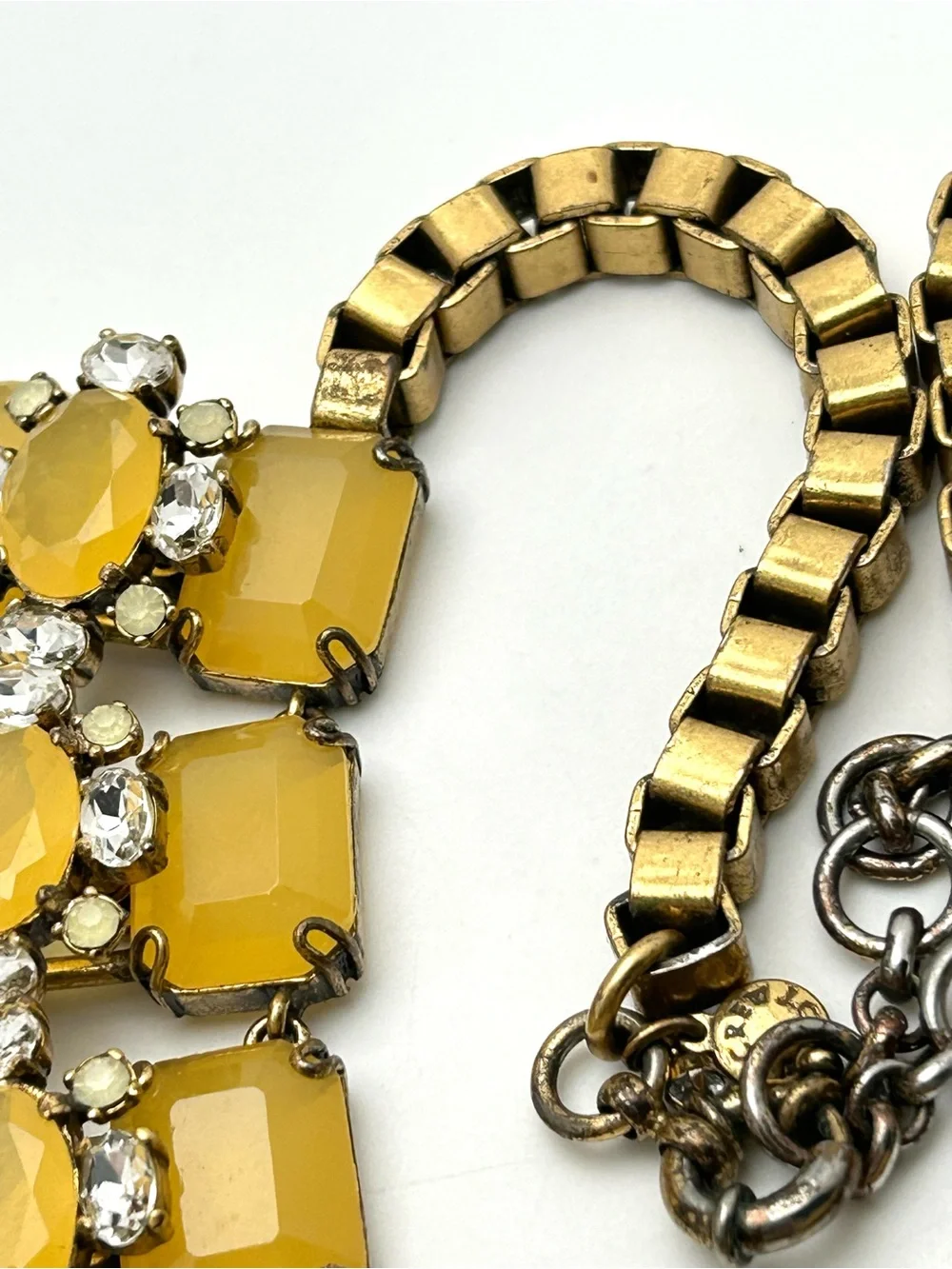 J. Crew Light Golden Jeweled Box Link Gold Necklace